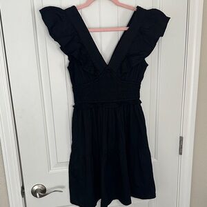 Gap Black Ruffle Sleeve cotton Dress new nwt